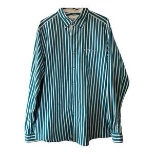 Lacoste x Bandier cotton striped button-down shirt green, white Regular Fit 42